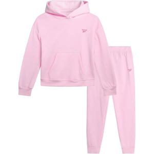 imageReebok Girls Sweatsuit Set  2 Piece Soft Long Sleeve Hoodie Sweatshirt and Sweatpants for Girls  Athletic SweatsuitPink