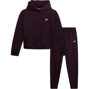 imageReebok Girls Sweatsuit Set  2 Piece Soft Long Sleeve Hoodie Sweatshirt and Sweatpants for Girls  Athletic SweatsuitPlum