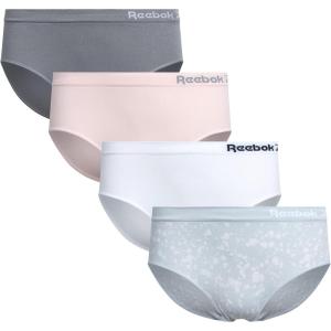 imageReebok Girls Underwear  4 Pack Breathable Stretch Performance Hipster Briefs  Seamless Panties for Girls Sizes 616Artic IceWhite LotusSharkskin