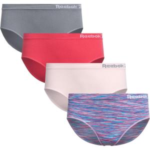 imageReebok Girls Underwear  4 Pack Breathable Stretch Performance Hipster Briefs  Seamless Panties for Girls Sizes 616Space DyeLotus Rouge Red Sharkskin