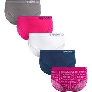 imageReebok Girls Underwear  5 Pack Breathable Stretch Performance Seamless Hipster Underwear for Girls Sizes 616WhiteNavyGreyPrintPink