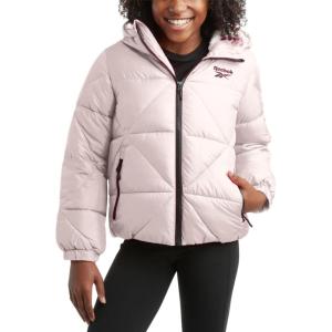 imageReebok Girls Winter Coat  Heavyweight Quilted Sherpa Fur Lined Cropped Puffer Parka  Casual Jacket for Girls 416Blush