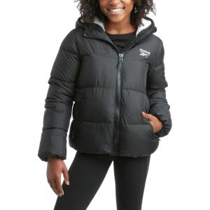 imageReebok Girls Winter Jacket  Fleece Lined Heavyweight Quilted Puffer Parka Coat  Ski Jacket for Girls 416Black White