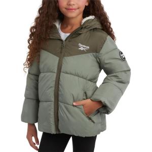 imageReebok Girls Winter Jacket  Fleece Lined Heavyweight Quilted Puffer Parka Coat  Ski Jacket for Girls 416Sage Green