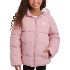 imageReebok Girls Winter Jacket  Heavyweight Quilted Puffer Parka Coat  Sherpa Fleece Lined Ski Jacket for Girls 416Mauve Pink