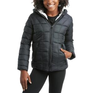 imageReebok Girls Winter Jacket  Heavyweight Quilted Puffer Parka Coat  Sherpa Lined Ski Jacket for Girls 416Black