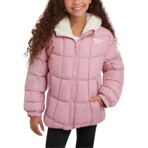 imageReebok Girls Winter Jacket  Heavyweight Quilted Puffer Parka Coat  Sherpa Lined Ski Jacket for Girls 416Mauve