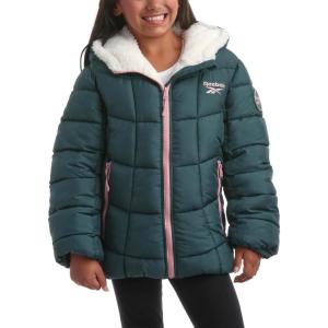 imageReebok Girls Winter Jacket  Heavyweight Quilted Puffer Parka Coat  Sherpa Lined Ski Jacket for Girls 416Thyme