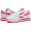 imageReebok Classic Leather Girls and Boys Shoes for Kids Toddler Little Kid or Big Kid Sneakers Girl or Boy Tennis ShoesWhiteAtomic PinkElectric Yellow