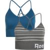 imageReebok Womens Everyday Bra  2 Pack Lightweight Stretch Performance Longline Cami Bralette  Seamless Bras for Women SXLGrey StripeTurquoise