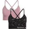 imageReebok Womens Lightweight Soft Stretch Performance Cami Seamless Bralette 2 PackBlack JacquardPurple