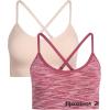imageReebok Womens Lightweight Soft Stretch Performance Cami Seamless Bralette 2 PackRed Space DyePink