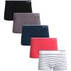 imageReebok Womens Boy Shorts Underwear  5 Pack Stretch Performance Boyshort Panties  Seamless Underwear for Women SXXLFigDenimCoralWhite StripeBlack
