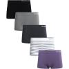 imageReebok Womens Boy Shorts Underwear  5 Pack Stretch Performance Boyshort Panties  Seamless Underwear for Women SXXLWhite StripeCadetSharkskinBlackened PearlBlack