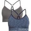 imageReebok Womens Lightweight Soft Stretch Performance Cami Seamless Bralette 2 PackDenim SpacedyeSmoked Pearl