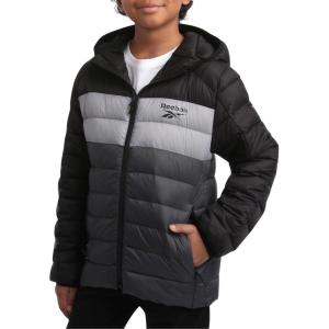 imageReebok Boys Jacket  Water Resistant Midweight Quilted Puffer Coat  Insulated Outerwear Down Coat for Boys 420Black Grey