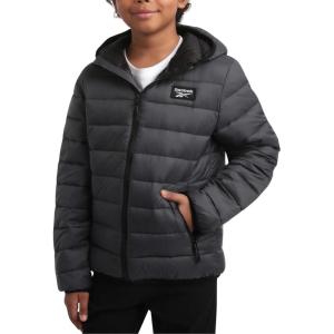 imageReebok Boys Jacket  Water Resistant Midweight Quilted Puffer Coat  Insulated Outerwear Down Coat for Boys 420Charcoal Grey