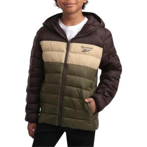 imageReebok Boys Jacket  Water Resistant Midweight Quilted Puffer Coat  Insulated Outerwear Down Coat for Boys 420Dark Brown