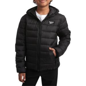 imageReebok Boys Jacket  Water Resistant Midweight Quilted Puffer Coat  Insulated Outerwear Down Coat for Boys 420Premium Black