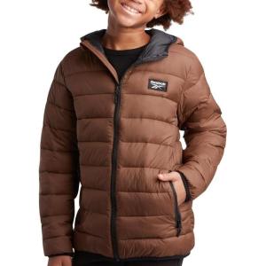 imageReebok Boys Jacket  Water Resistant Midweight Quilted Puffer Coat  Insulated Outerwear Down Coat for Boys 420Timber