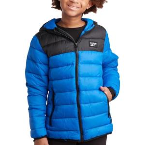 imageReebok Boys Jacket  Water Resistant Midweight Quilted Puffer Coat  Insulated Outerwear Down Coat for Boys 420Vector BlueBlack