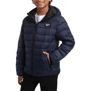 imageReebok Boys Jacket  Water Resistant Midweight Quilted Puffer Coat  Insulated Outerwear Down Coat for Boys 420Vector Navy