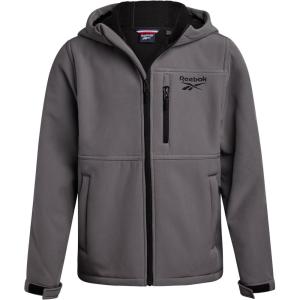 imageReebok Boys Jacket  Youth Lightweight Weather Resistant Softshell Coat  Kids Outerwear Windbreaker Coat for Boys 820Fog