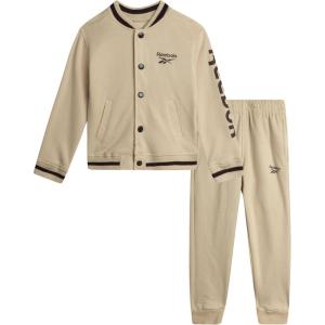 imageReebok Boys Pants Set  2 Piece Fleece Varsity Jacket and Jogger Sweatpants  Sweatshirt and Pants Outfit for Toddlers 2T7Latte