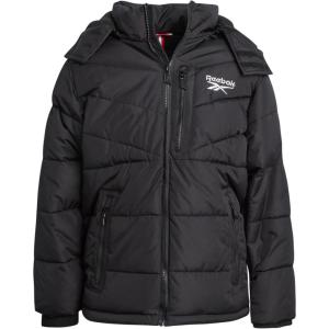 imageReebok Boys Puffer Jacket  Heavyweight Weather Resistant Quilted Jacket for Boys  Fleece Insulated Winter Jackets with HoodBlack