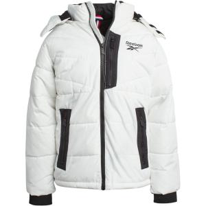 imageReebok Boys Puffer Jacket  Heavyweight Weather Resistant Quilted Jacket for Boys  Fleece Insulated Winter Jackets with HoodWhite