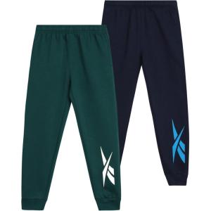 imageReebok Boys Sweatpants  2 Pack Performance Fleece Boys Joggers Athletic Pants with Pockets for Running ampamp Workout Size 814Vector NavyPine Green