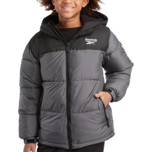 imageReebok Boys Winter Jacket  Heavyweight Quilted Puffer Parka Coat  Weather Resistant Ski Jacket for Boys 820Charcoal Grey