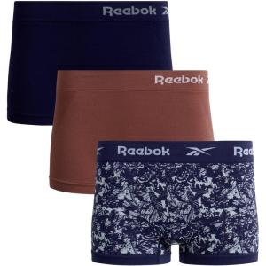 imageReebok Boyshort Underwear for Women  3 Pack Seamless Boy Shorts Panties for Women Sizes SXL Extended Plus Size 1X3XBlue JacquardNutmegBlue