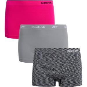 imageReebok Boyshort Underwear for Women  3 Pack Seamless Boy Shorts Panties for Women Sizes SXL Extended Plus Size 1X3XBright PinkShark SkinBlack Spacedye