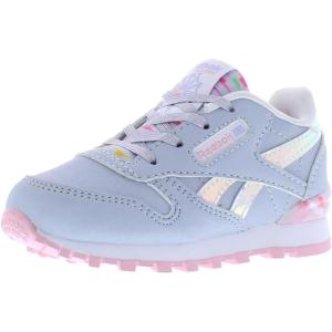 imageReebok Classic Leather Girls and Boys Shoes for Kids Toddler Little Kid or Big Kid Sneakers Girl or Boy Tennis ShoesThristlePure WhiteLemonade Pink