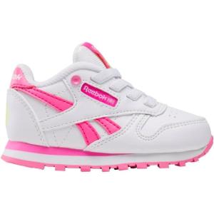 imageReebok Classic Leather Girls and Boys Shoes for Kids Toddler Little Kid or Big Kid Sneakers Girl or Boy Tennis ShoesToddler WhiteAtomic PinkElectric Yellow