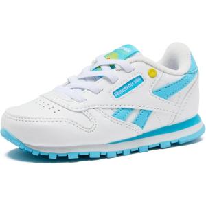 imageReebok Classic Leather Girls and Boys Shoes for Kids Toddler Little Kid or Big Kid Sneakers Girl or Boy Tennis ShoesToddler WhiteDigital BlueElectric Yellow