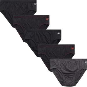 imageReebok Low Rise Mens Underwear Briefs  5 Pack Performance Briefs Cotton Underwear For Men with Contour Pouch Sizes SXLBlackCharcoal Heather