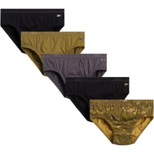 imageReebok Low Rise Mens Underwear Briefs  5 Pack Performance Briefs Cotton Underwear For Men with Contour Pouch Sizes SXLBlackGreenGrey