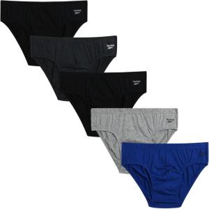 imageReebok Low Rise Mens Underwear Briefs  5 Pack Performance Briefs Cotton Underwear For Men with Contour Pouch Sizes SXLBlackHeather GreyWebBlack