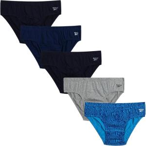 imageReebok Low Rise Mens Underwear Briefs  5 Pack Performance Briefs Cotton Underwear For Men with Contour Pouch Sizes SXLMaritime BlueHeather GreyPrintBlue