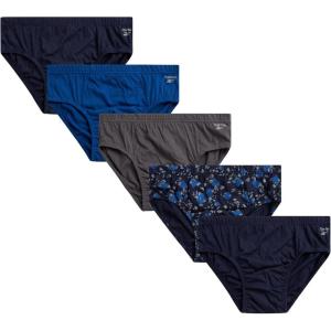 imageReebok Low Rise Mens Underwear Briefs  5 Pack Performance Briefs Cotton Underwear For Men with Contour Pouch Sizes SXLNavy BlueEvening BlueCharcoalNavy Blue Print