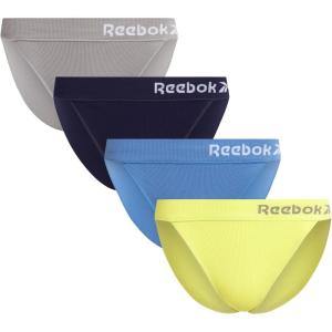 imageReebok Womens Bikini Panties  4 Pack Soft Stretch Ribbed Womens Bikini Briefs  Breathable Underwear for Women SXLGreenSharkskinCoronet BlueBlue