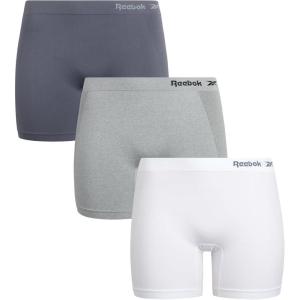 imageReebok Womens Boy Shorts Underwear  3 Pack Seamless Long Leg Boyshorts Panties for Women S3X available in Plus SizeBlackened PearlWhiteLight Grey