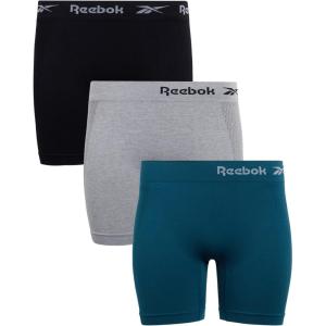 imageReebok Womens Boy Shorts Underwear  3 Pack Seamless Long Leg Boyshorts Panties for Women S3X available in Plus SizeDeep TealBlackLight Grey Melange