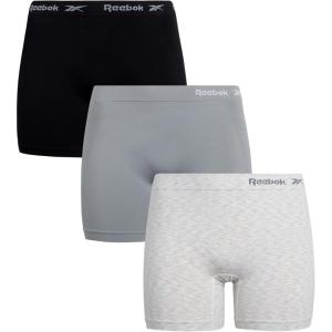 imageReebok Womens Boy Shorts Underwear  3 Pack Seamless Long Leg Boyshorts Panties for Women S3X available in Plus SizeGrayBlackNatural Spacedye