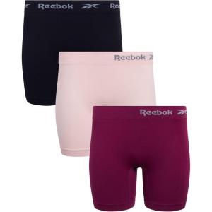 imageReebok Womens Boy Shorts Underwear  3 Pack Seamless Long Leg Boyshorts Panties for Women S3X available in Plus SizeLotusGrape WineBlack