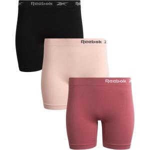 imageReebok Womens Boy Shorts Underwear  3 Pack Seamless Long Leg Boyshorts Panties for Women S3X available in Plus SizeRosewineLotusBlack