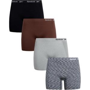 imageReebok Womens Boy Shorts Underwear  4 Pack Seamless Long Leg Boyshorts Panties for Women S3X available in Plus SizeBlackPineconeLight GreyBlack Spacedye