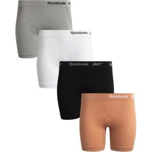 imageReebok Womens Boy Shorts Underwear  4 Pack Seamless Long Leg Boyshorts Panties for Women S3X available in Plus SizeCafeBlackWhiteLight Grey Melange